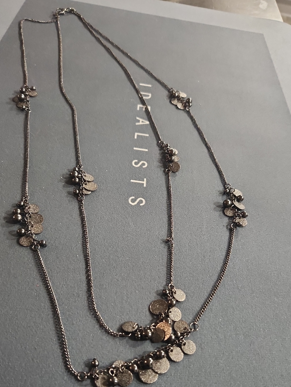 Layered Disc Pendant Necklace - Gunmetal